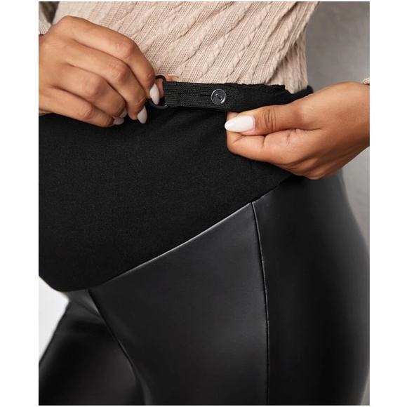 MATERNITY vegan leather leggings black spanx style Minimalist - Picture 5 of 6